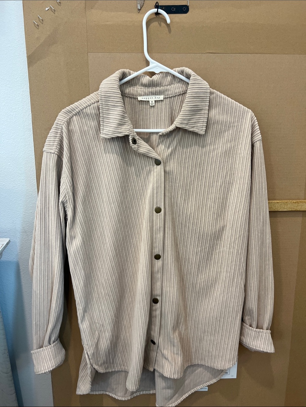 Copper Key Beige Corduroy Button-Down Shirt